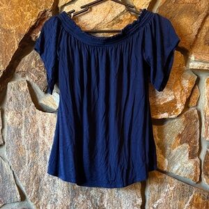 Lilly Pulitzer Navy Off-Shoulder Blouse